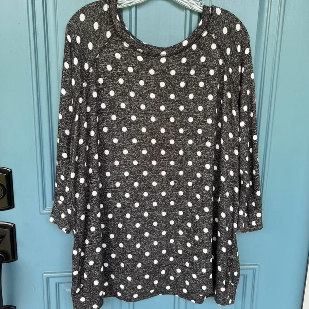Market and Spruce 3/4 Sleeve Polka Dot Top Women's 2x